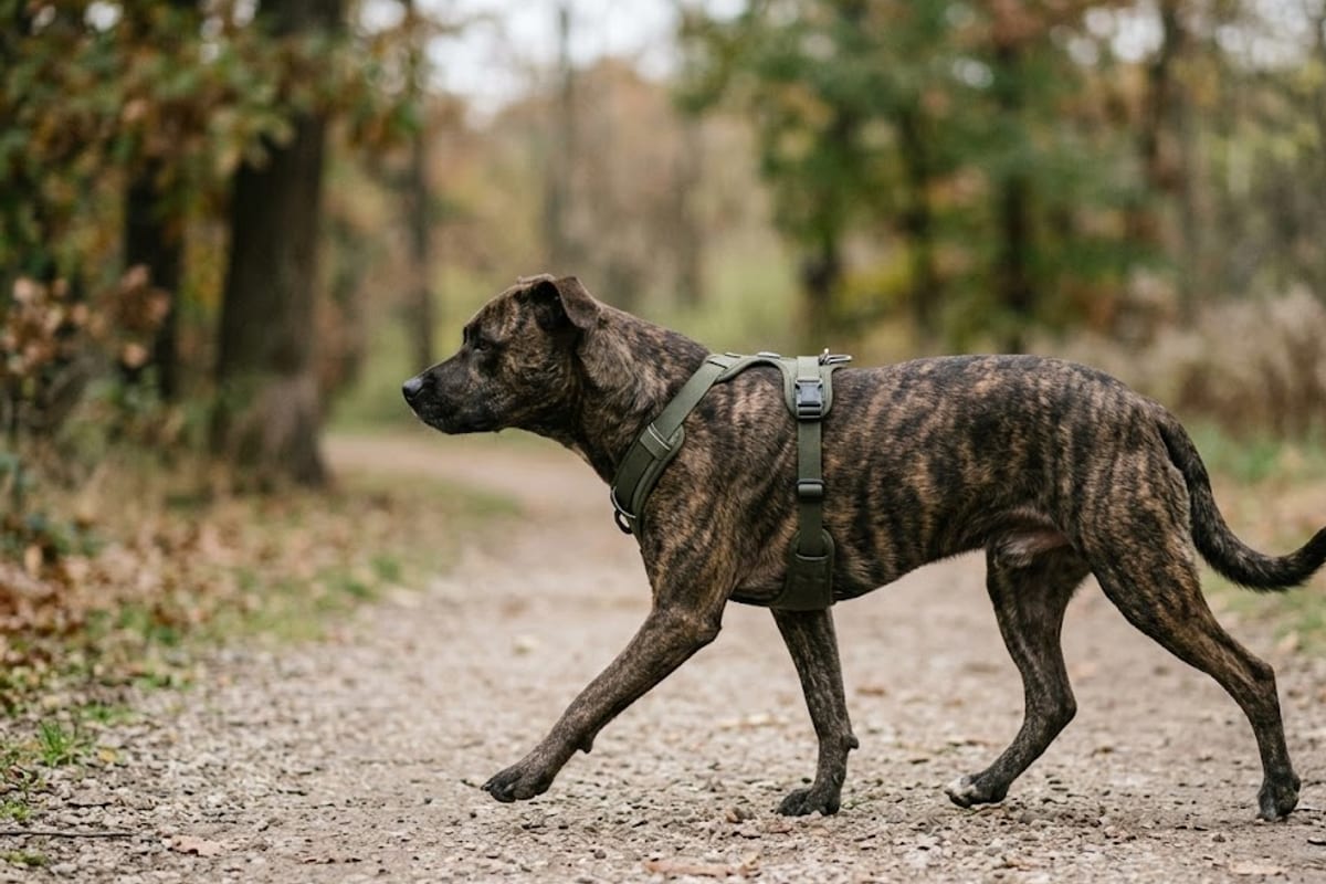 A well-fitted harness with the chest strap clear of the armpit and shoulders free
