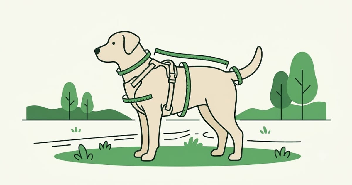 Dog wearing a correctly fitted harness