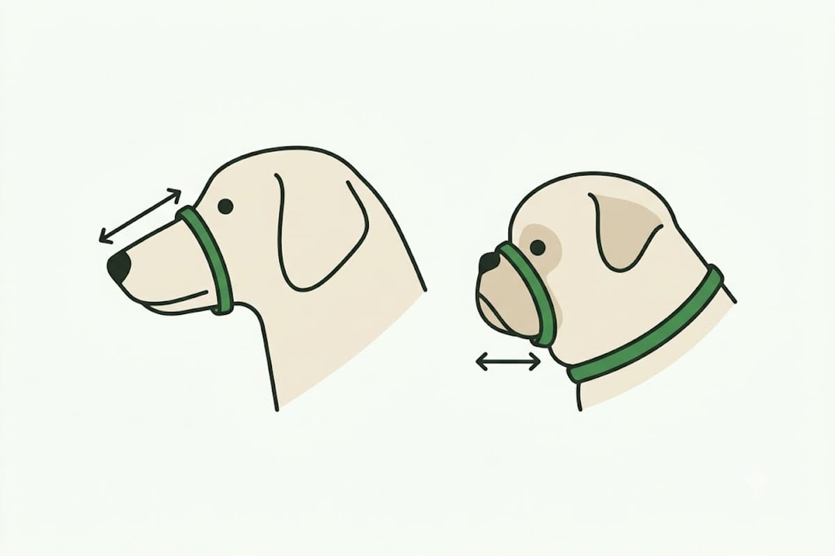A flat-faced dog has no muzzle for the loop to sit on
